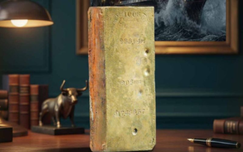 Após causar a primeira crise financeira dos EUA e passar 131 anos submersa, barra de ouro de quase 30kg será vendida em pedaços a quem tiver pouco mais de R$ 20 mil.